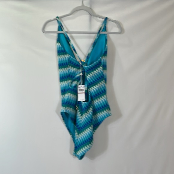 Trina Turk One-piece Swimsuit Size 12 NWT Multi Aqua Blue Print - Picture 5 of 13